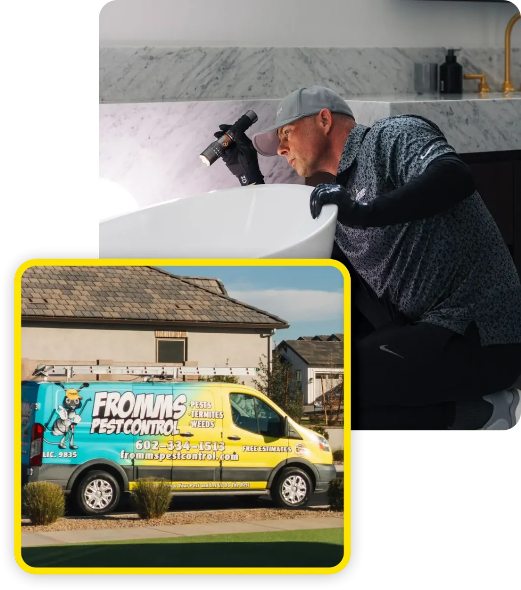 Fromms technician inspecting bathroom